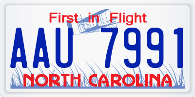 NC license plate AAU7991
