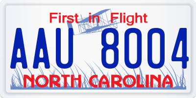 NC license plate AAU8004