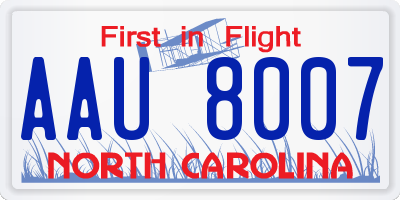 NC license plate AAU8007