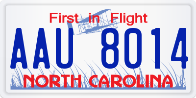 NC license plate AAU8014