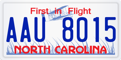 NC license plate AAU8015