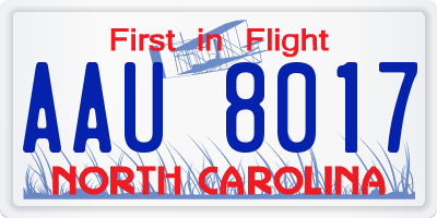 NC license plate AAU8017
