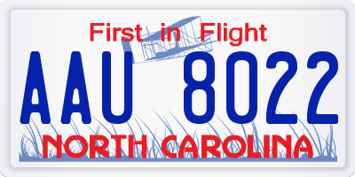 NC license plate AAU8022