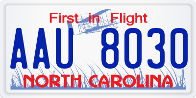 NC license plate AAU8030
