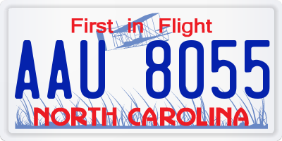 NC license plate AAU8055