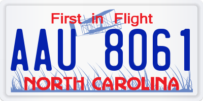 NC license plate AAU8061
