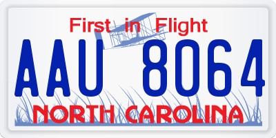NC license plate AAU8064