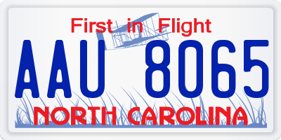 NC license plate AAU8065