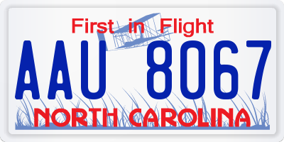 NC license plate AAU8067