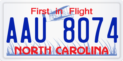 NC license plate AAU8074