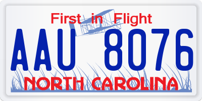 NC license plate AAU8076