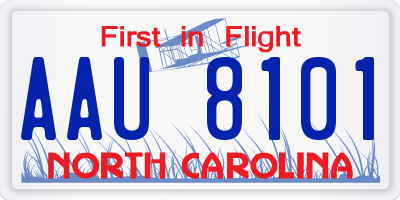 NC license plate AAU8101