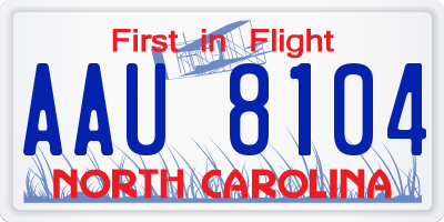 NC license plate AAU8104