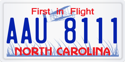 NC license plate AAU8111