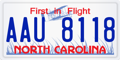 NC license plate AAU8118