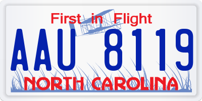 NC license plate AAU8119