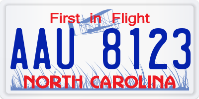 NC license plate AAU8123