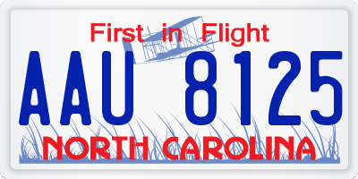 NC license plate AAU8125