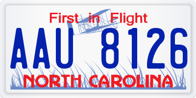 NC license plate AAU8126