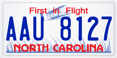 NC license plate AAU8127