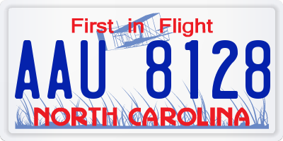 NC license plate AAU8128