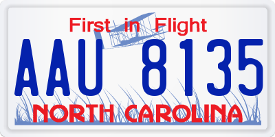 NC license plate AAU8135