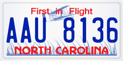 NC license plate AAU8136