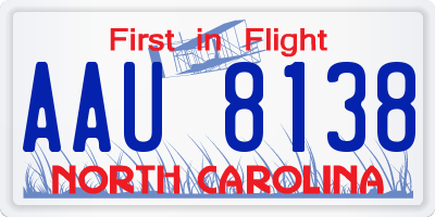 NC license plate AAU8138