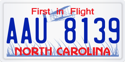 NC license plate AAU8139