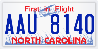 NC license plate AAU8140