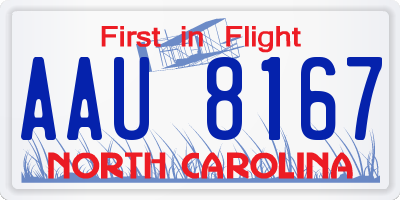 NC license plate AAU8167