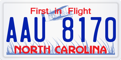 NC license plate AAU8170