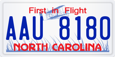 NC license plate AAU8180