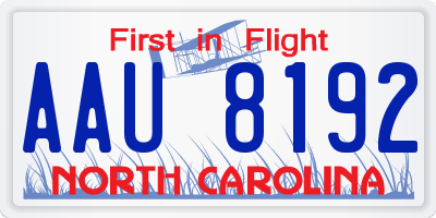 NC license plate AAU8192