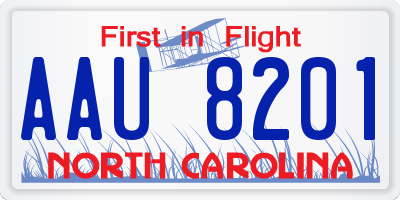 NC license plate AAU8201