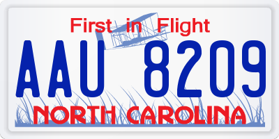 NC license plate AAU8209