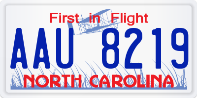 NC license plate AAU8219