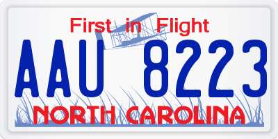 NC license plate AAU8223