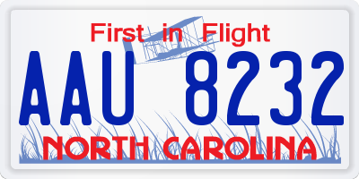 NC license plate AAU8232