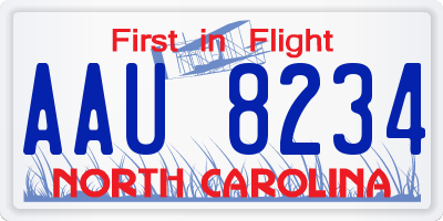 NC license plate AAU8234