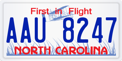 NC license plate AAU8247