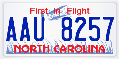 NC license plate AAU8257