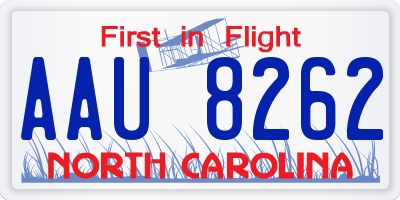 NC license plate AAU8262