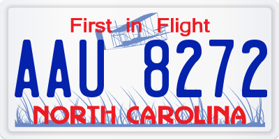 NC license plate AAU8272