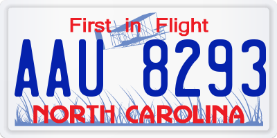 NC license plate AAU8293