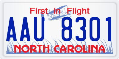 NC license plate AAU8301
