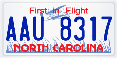 NC license plate AAU8317