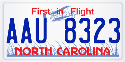 NC license plate AAU8323