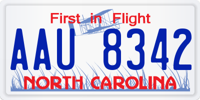 NC license plate AAU8342