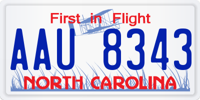 NC license plate AAU8343